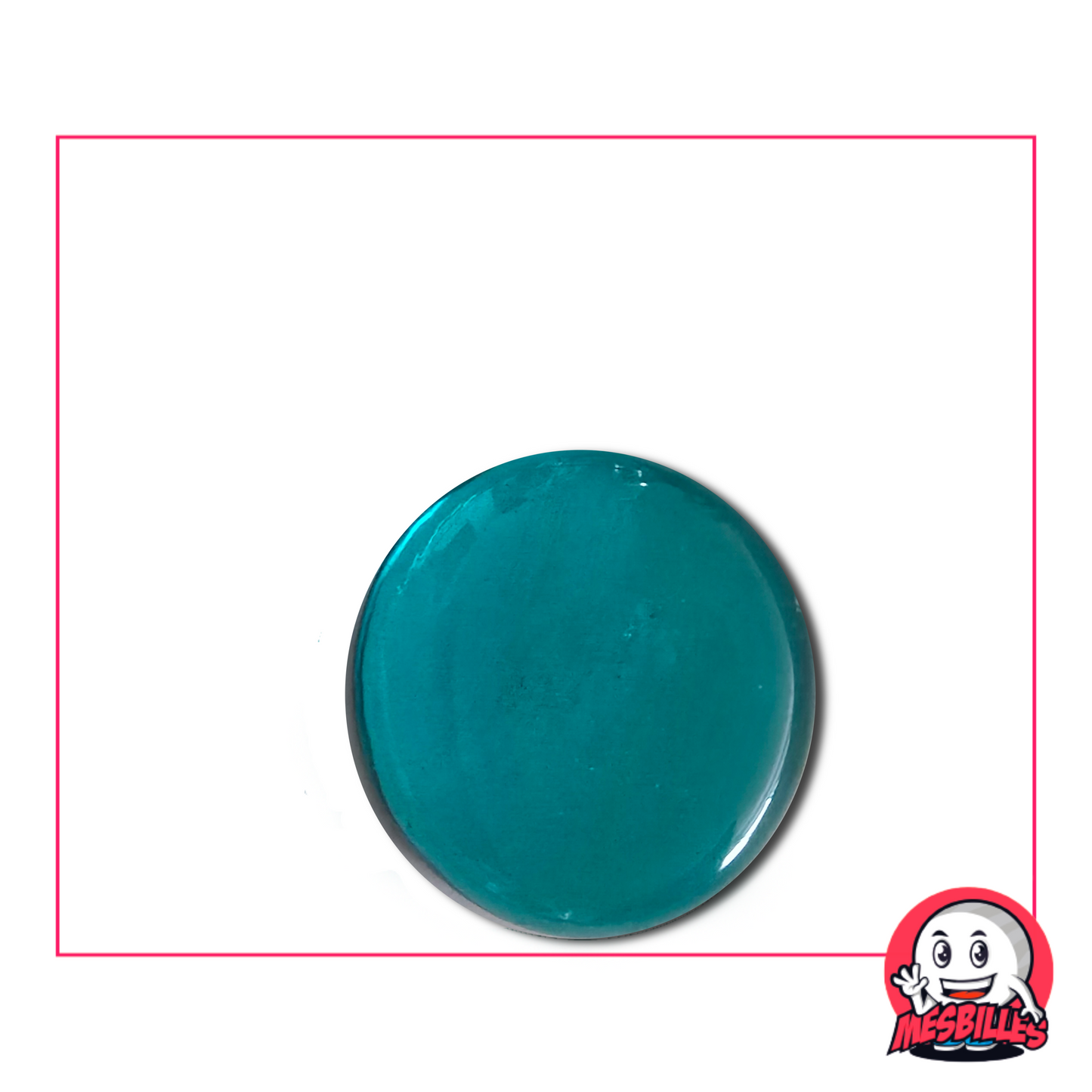 Flat Marble translucent duck-blue 30 mm named Light Bleu-Canard - sold individually on My-Glassmarbles.com