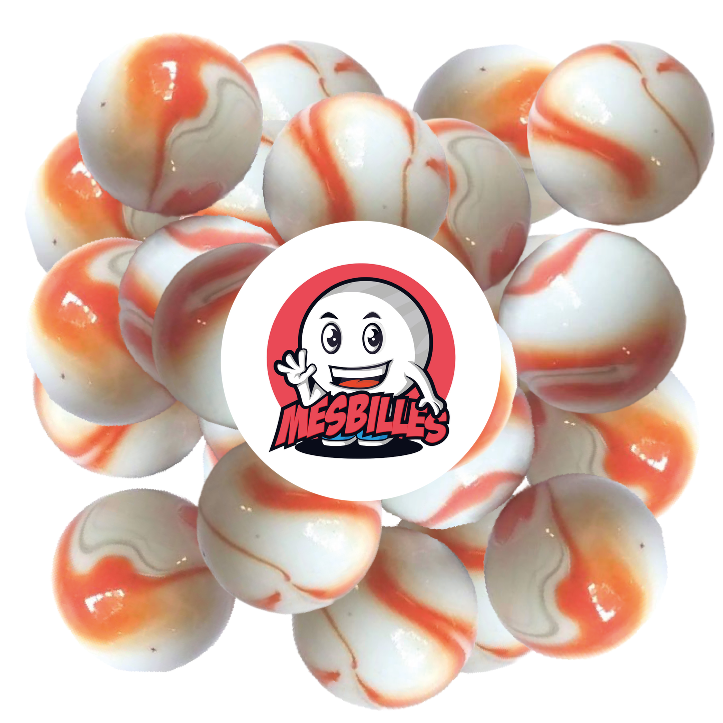 1 Orange Harlequin marble 25 mm