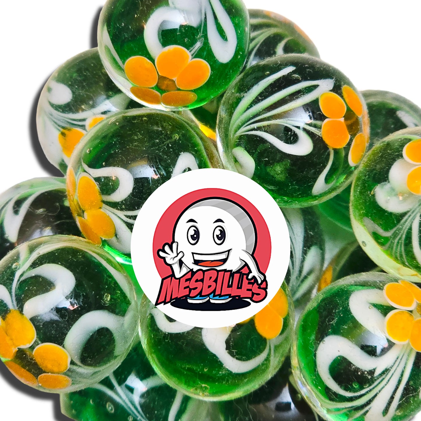 1 Marble Floral Art Green 16 mm