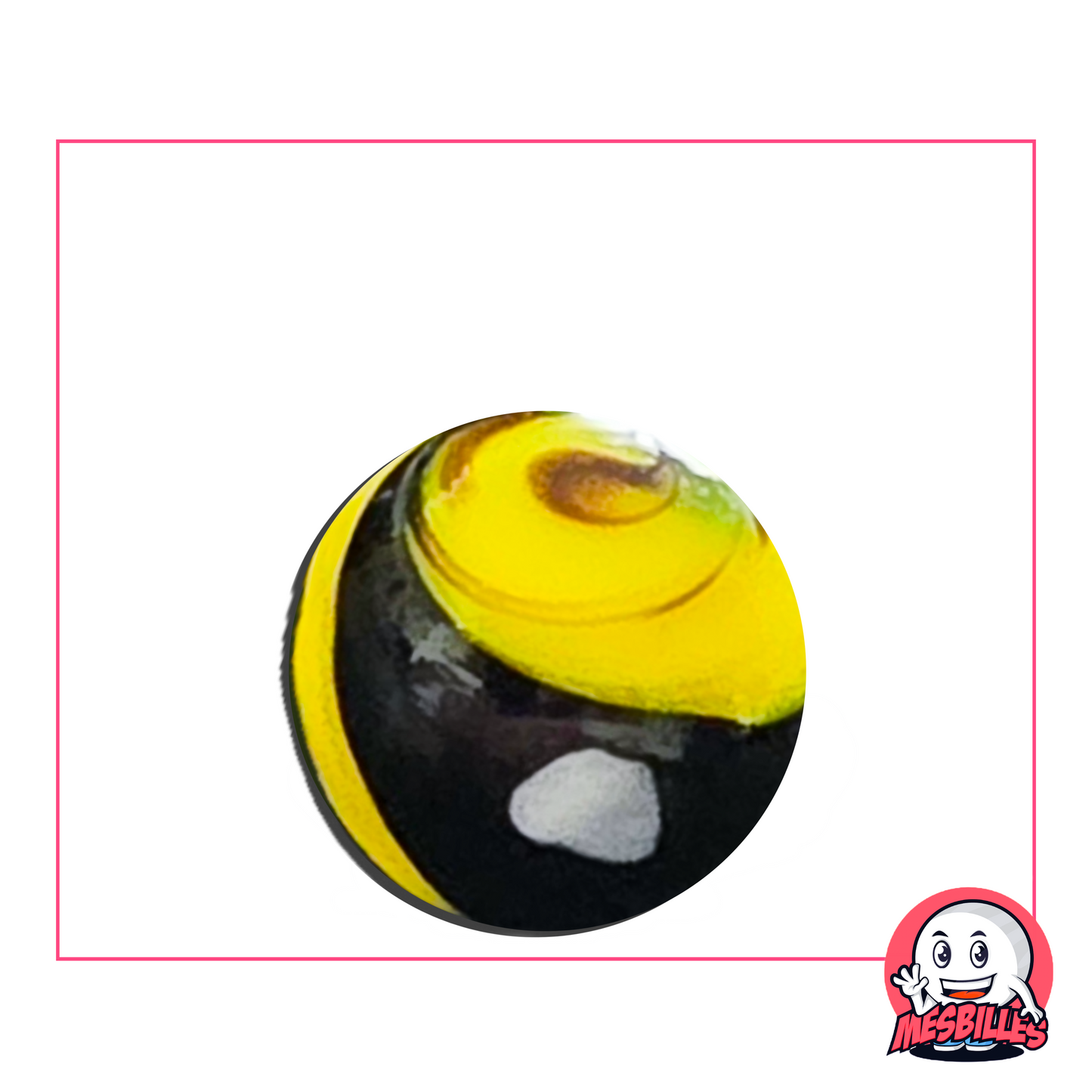 Introducing the cousin of the My-Glassmarbles Yin-Yang Art Marbles, the 25mm Yellow and Black Big-Bang Marble.