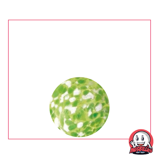 Green 16 mm Marble Flyer, the UFO of the marbles world, in translucent glass with green spots