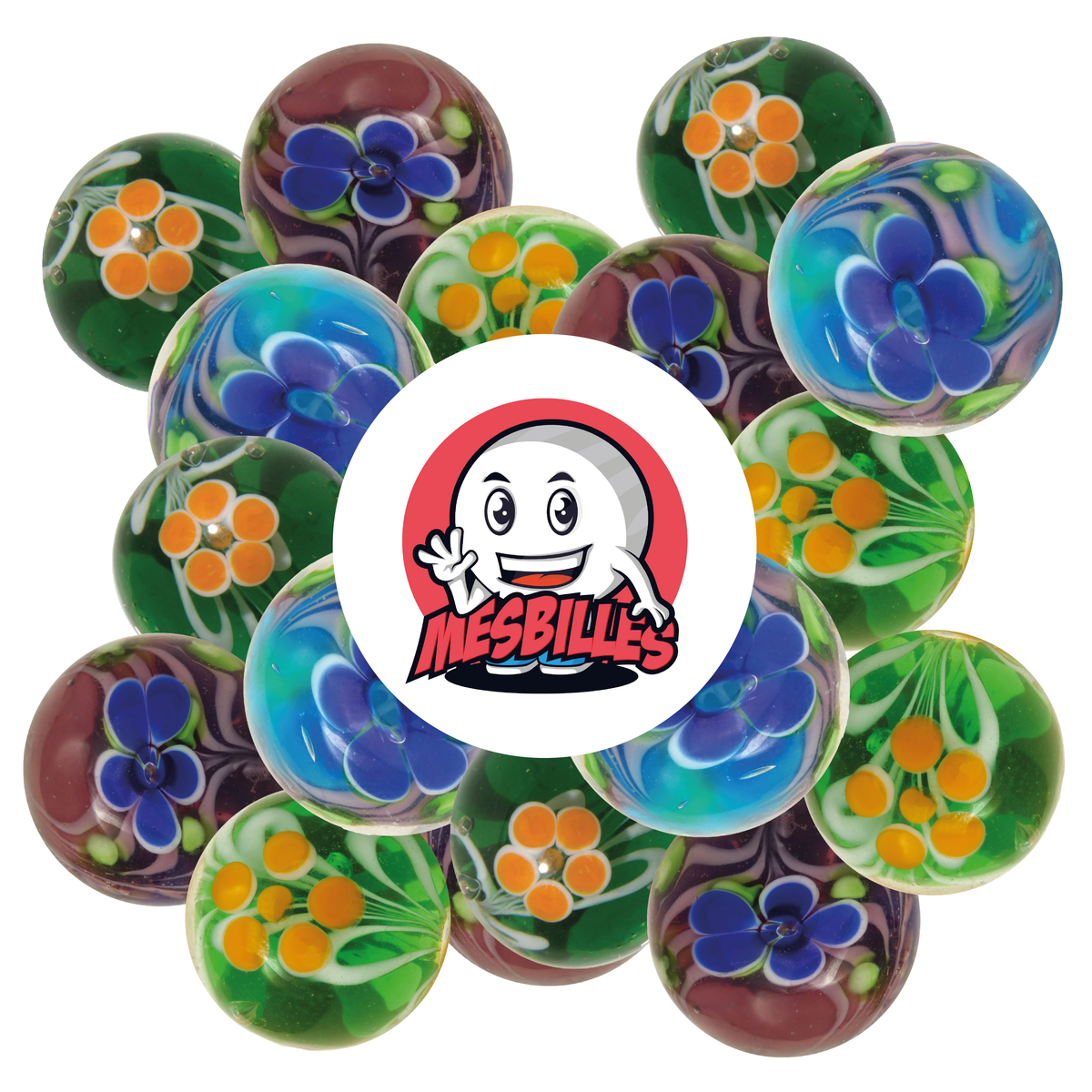 1 Marble Floral Art Violet 16 mm
