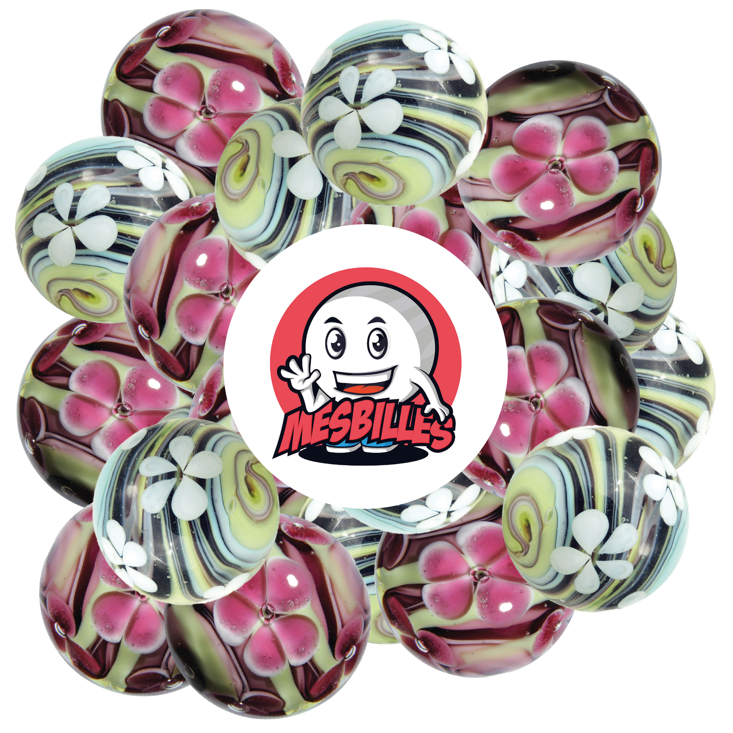 1 Marble Art Tornado Flower Pink 22 mm