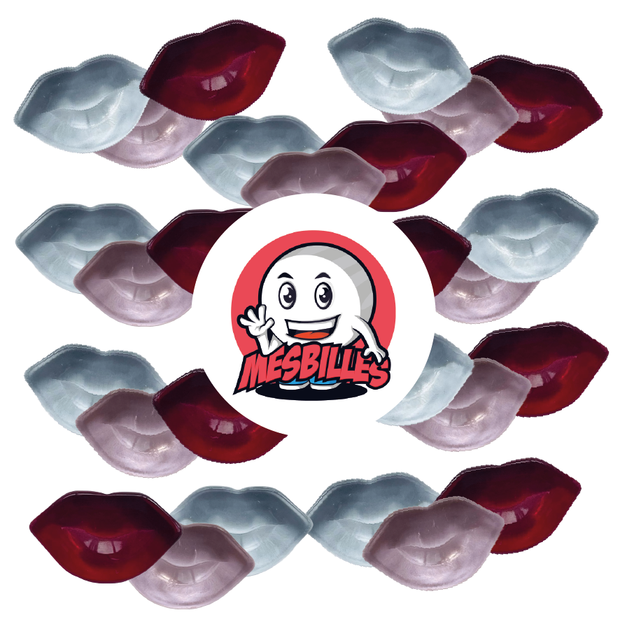 Image of the My-Glassmarbles Mascot surrounded by Red Kiss Extra-flat Marbles, the fire of the Shaped Marbles at My-Glassmarbles