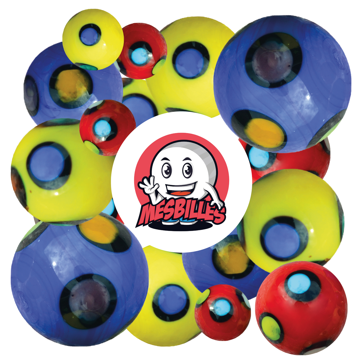 1 Blue Dot Art Marble 16 mm