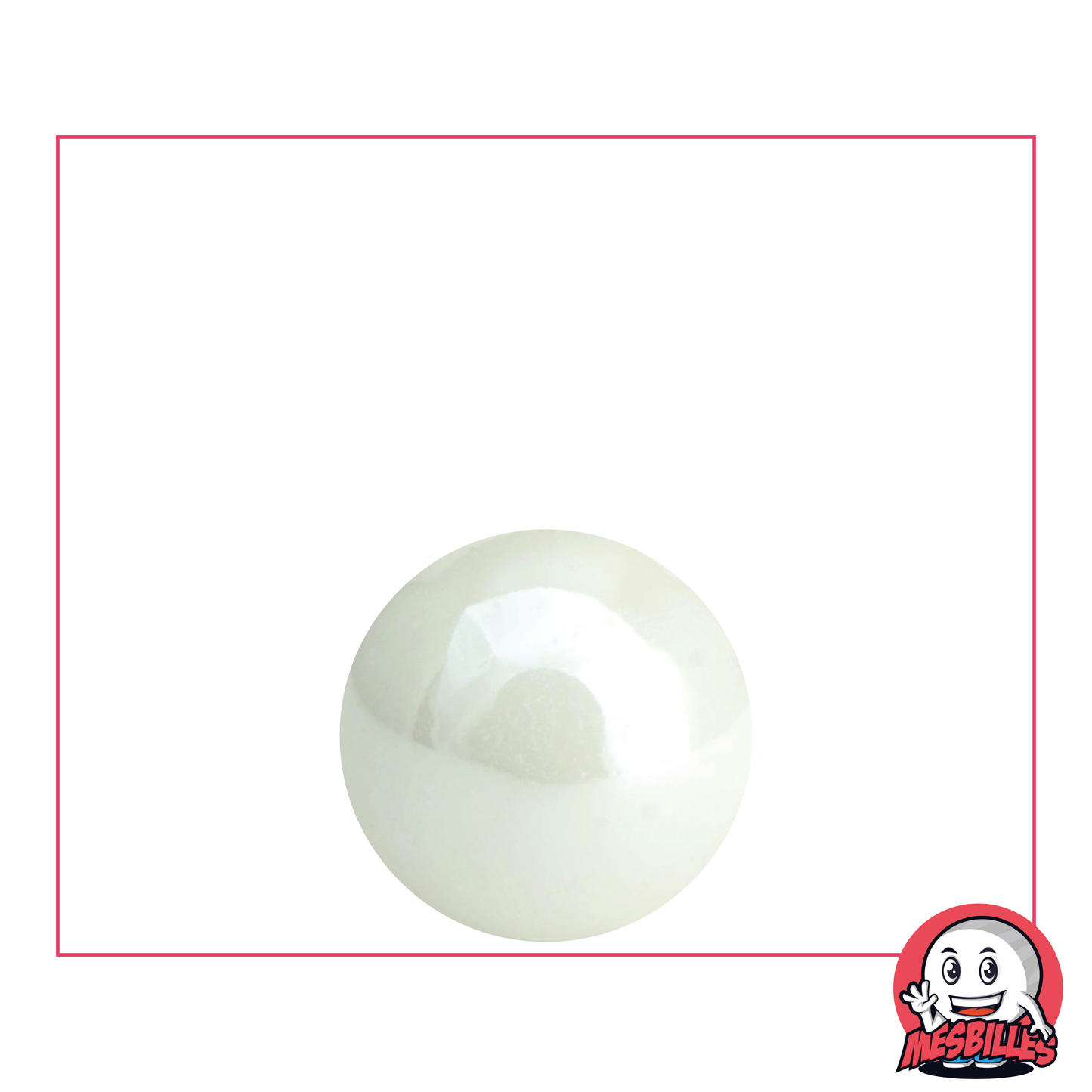 My-Glassmarbles - Marble Glossy White Shiny Opaque Pearl 16 mm