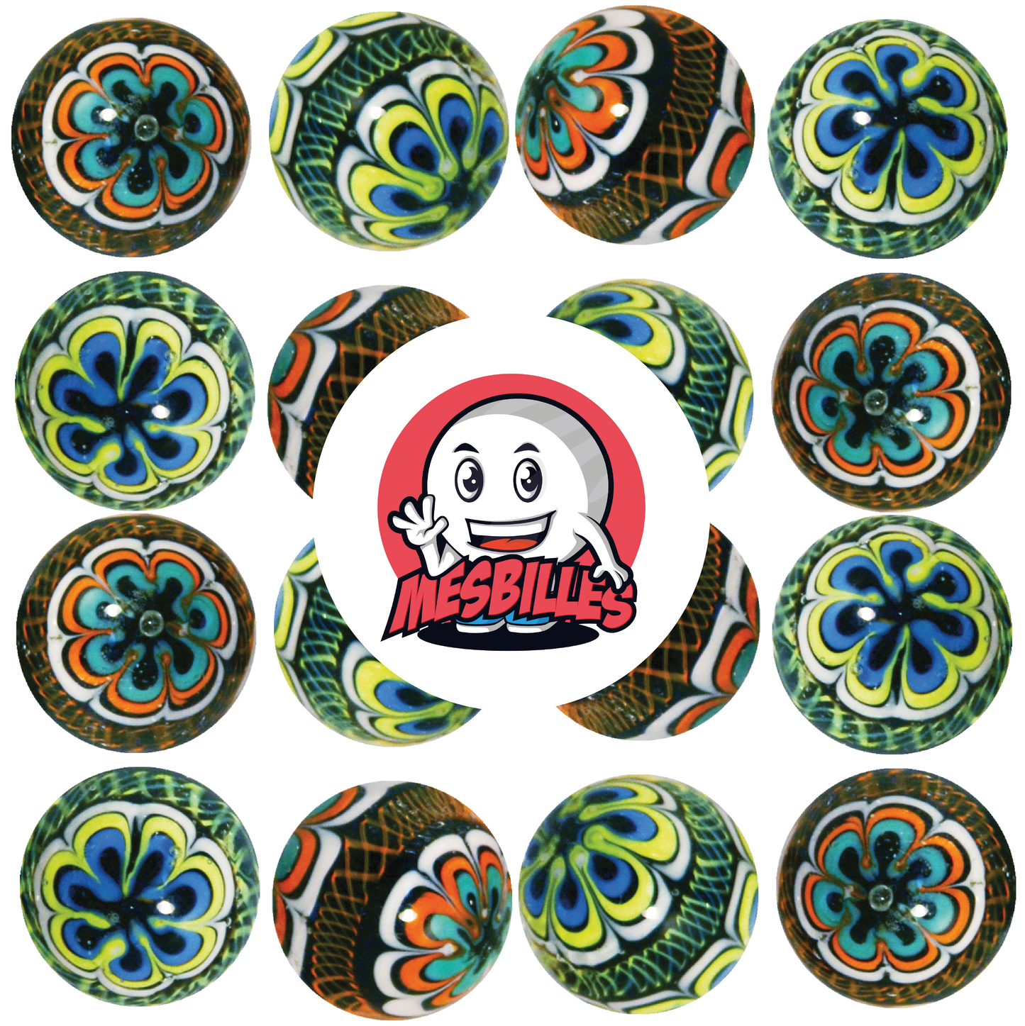 1 Green Mandala Art Marble 22 mm