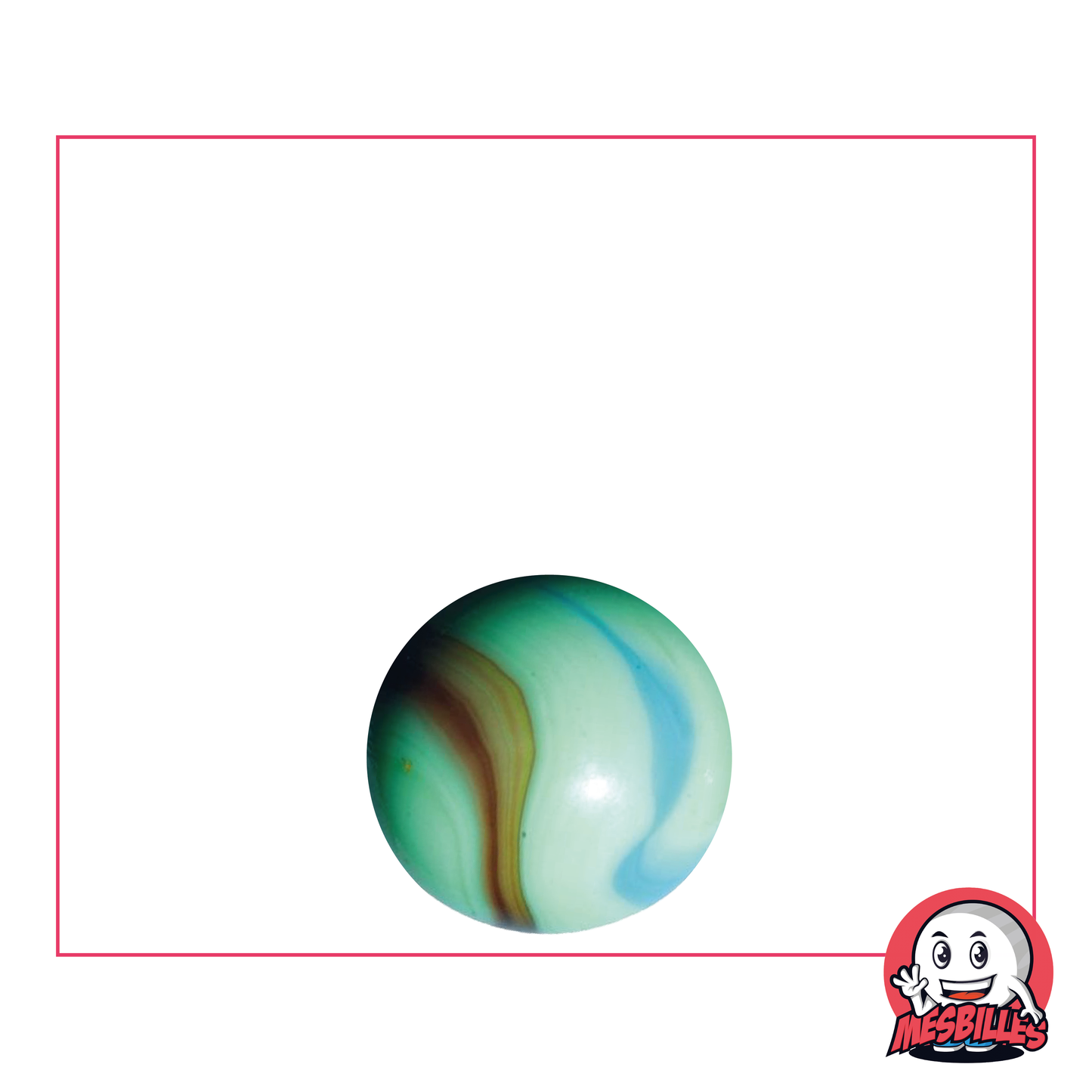 Marble Matisse 14 mm, the masterpiece of My-Glassmarbles in Green Blue Brown