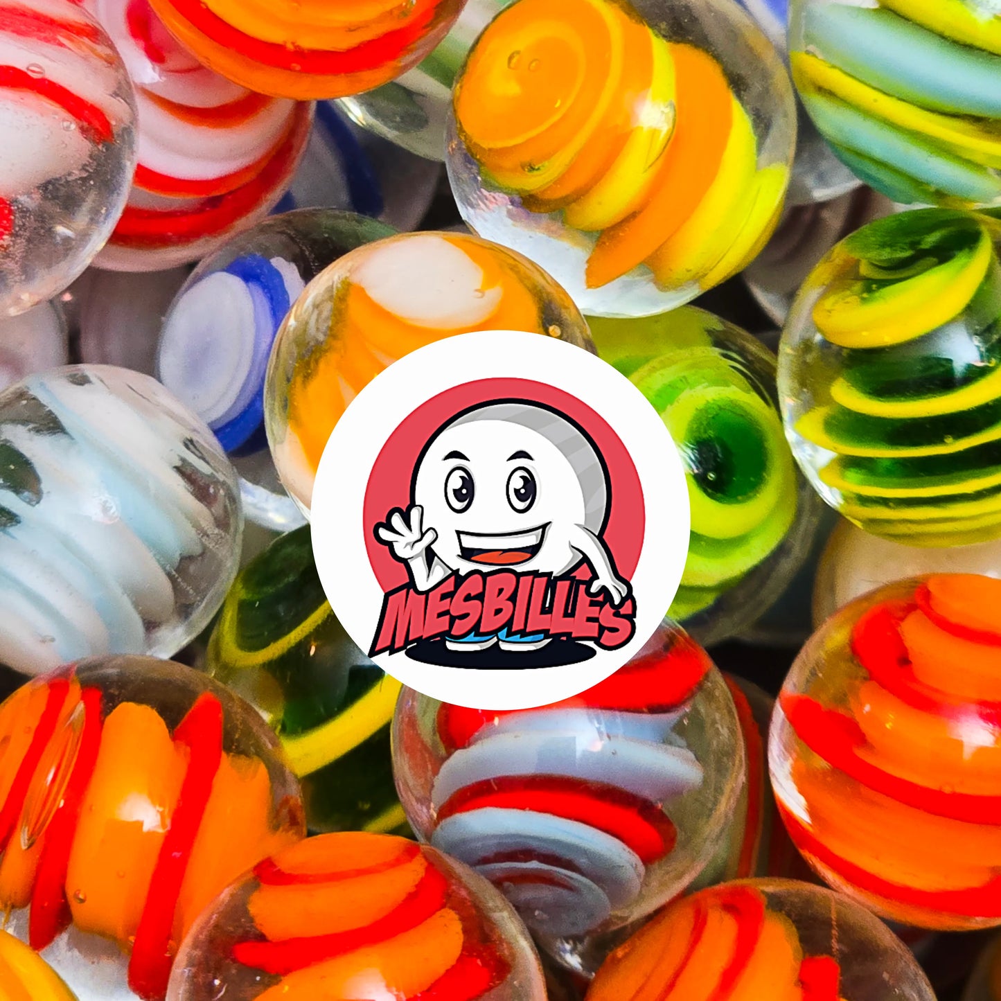 La Bille Art Bonbon Jaune Bleu 16 mm a tout d’une sucrerie artisanale… mais en version éternelle !