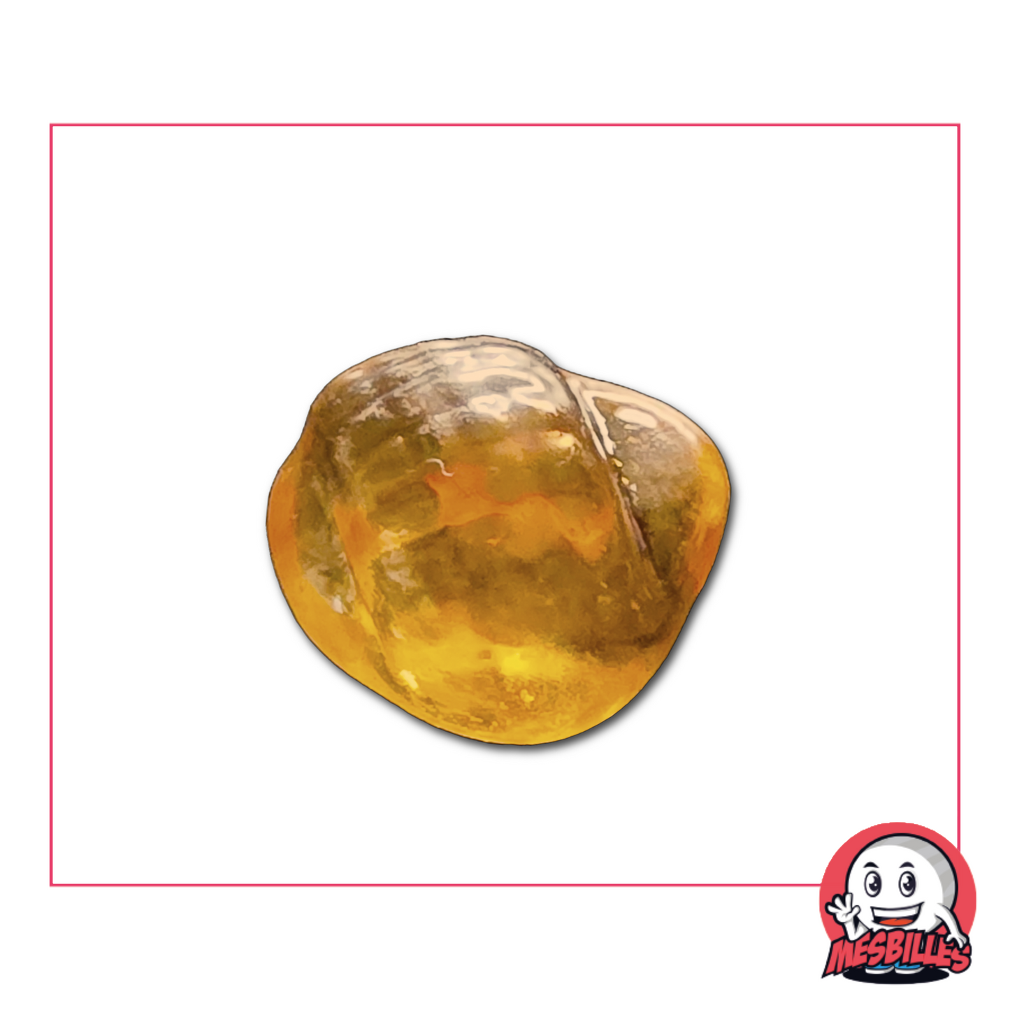 Photo of a Neptunea marble in the shape of a shell, in translucent peach-coloured glass, sold individually on My-Glassmarbles.