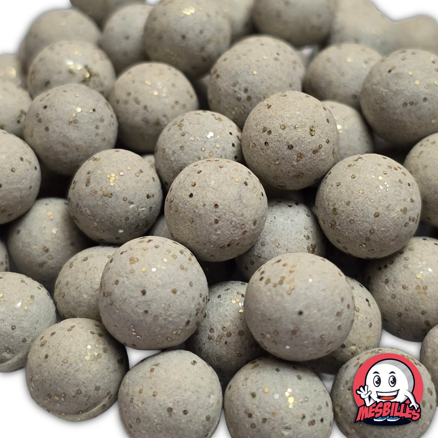 1 Mini-Bille en Terre Gris Paillettes 10 mm