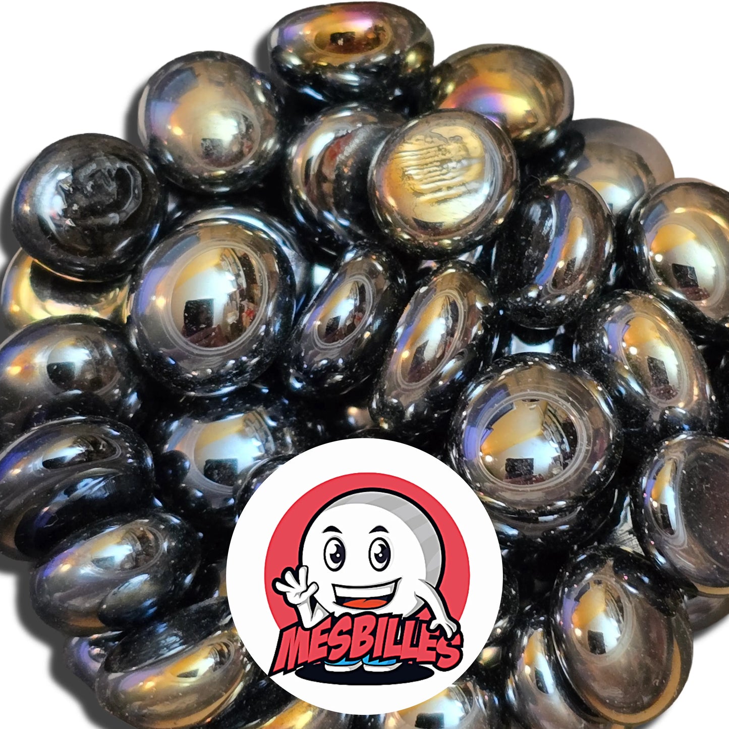 Pour Décorer, Jouer ou Collectionner, Les Petites Billes Plates Noir Glossy de MesBilles sont indispensables.
