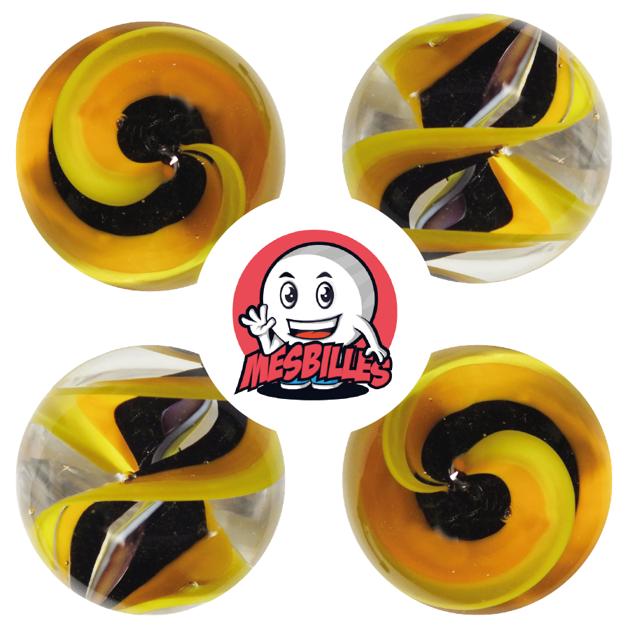 Yellow and Black transparent Marble - My-Glassmarbles