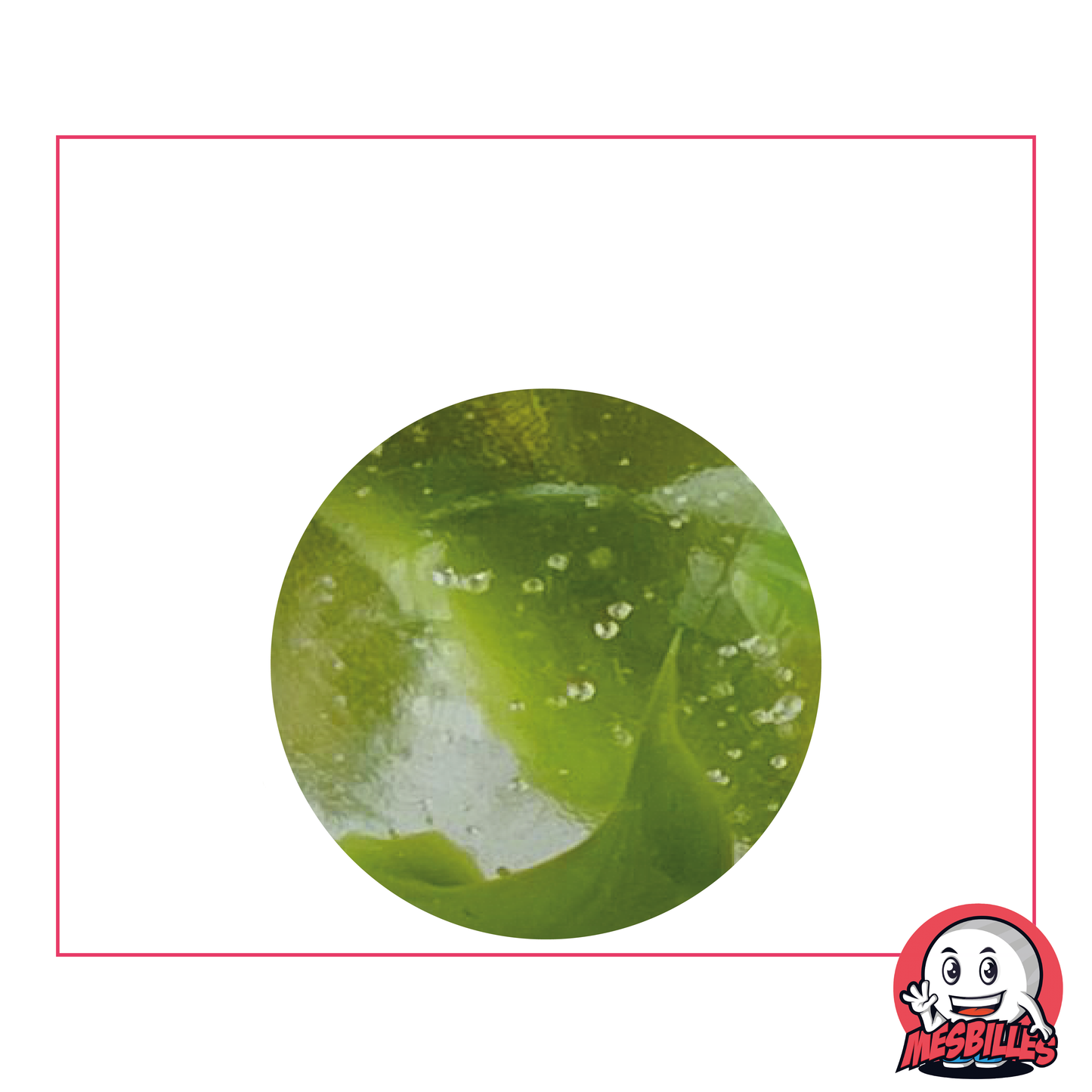 Water Lily Marble 25 mm - Translucent Glass with Green stripes - My-Glassmarbles