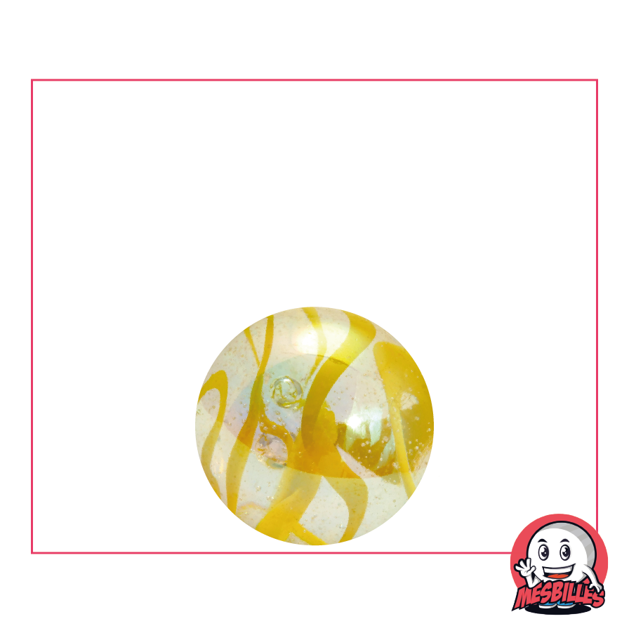 16 mm YELLOW Blue marble, translucent glass marble with coloured stripes - My-Glassmarbles