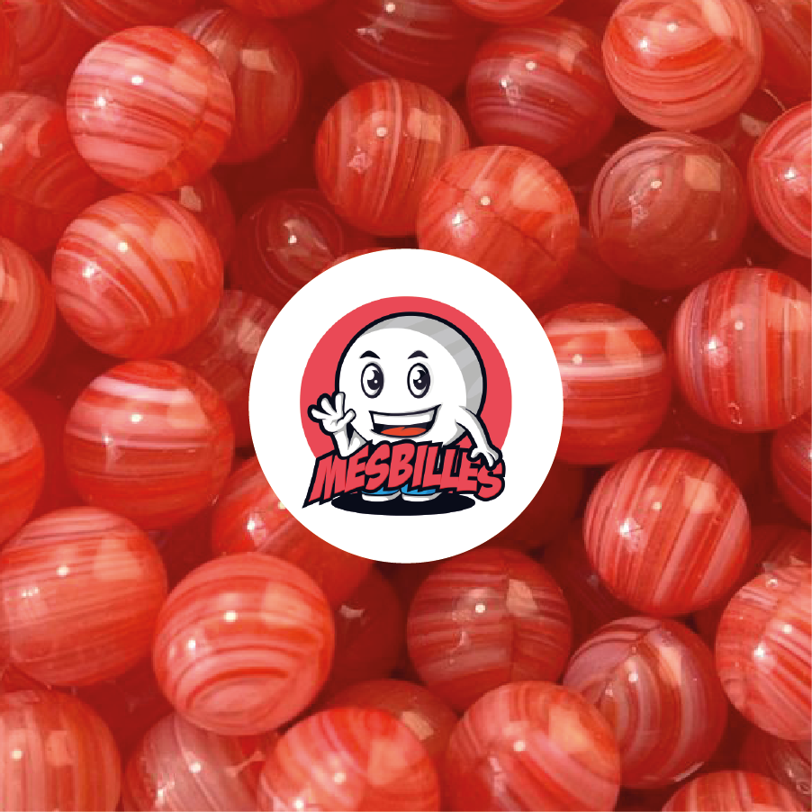 1 Red Striped Lollipop Marble 10 mm