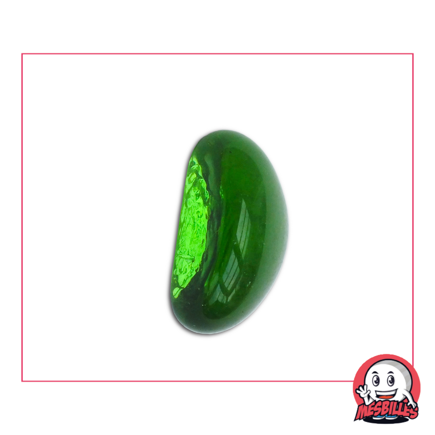 The Shaped Marbles are made of glass, measure approximately 25x15 mm and are translucent.