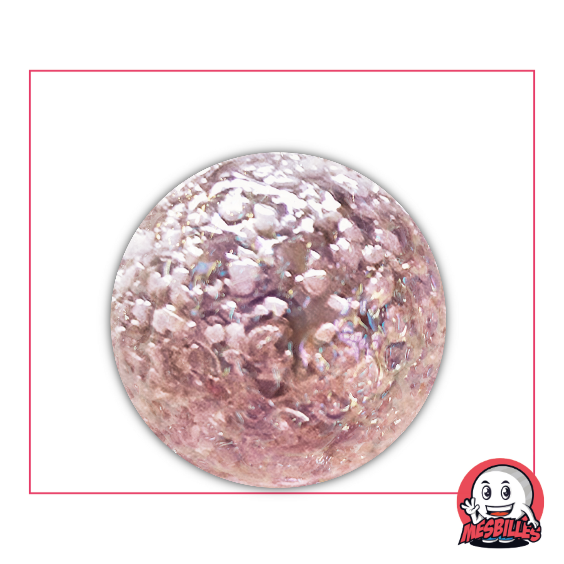 35 mm purplish pink Marble, with a textured, sparkling surface evoking an ancient planetary landscape covered in silica crystals