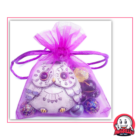 Lucky Grey Owl + 20 Magic Marbles