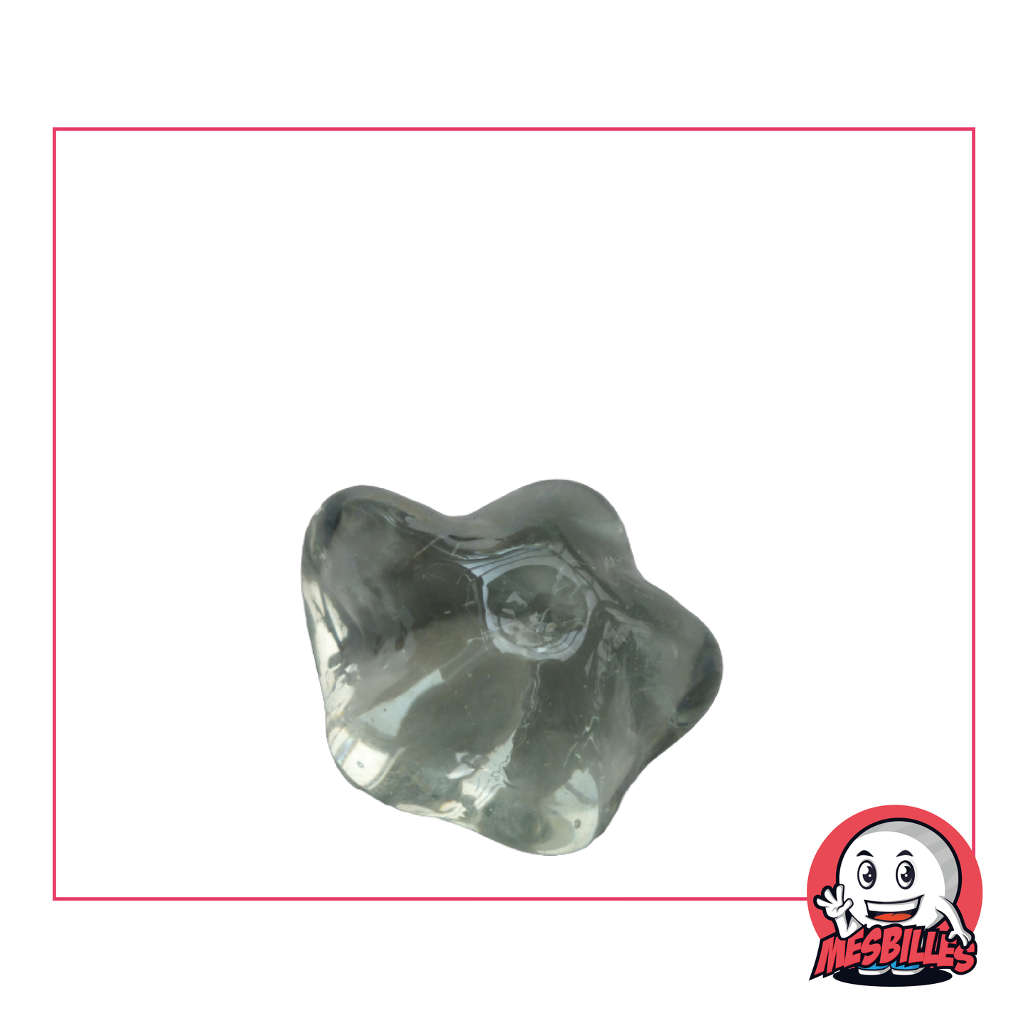 Photo of a translucent Crystal coloured Marine Marble Star, flat shape, measuring approximately 30 mm.