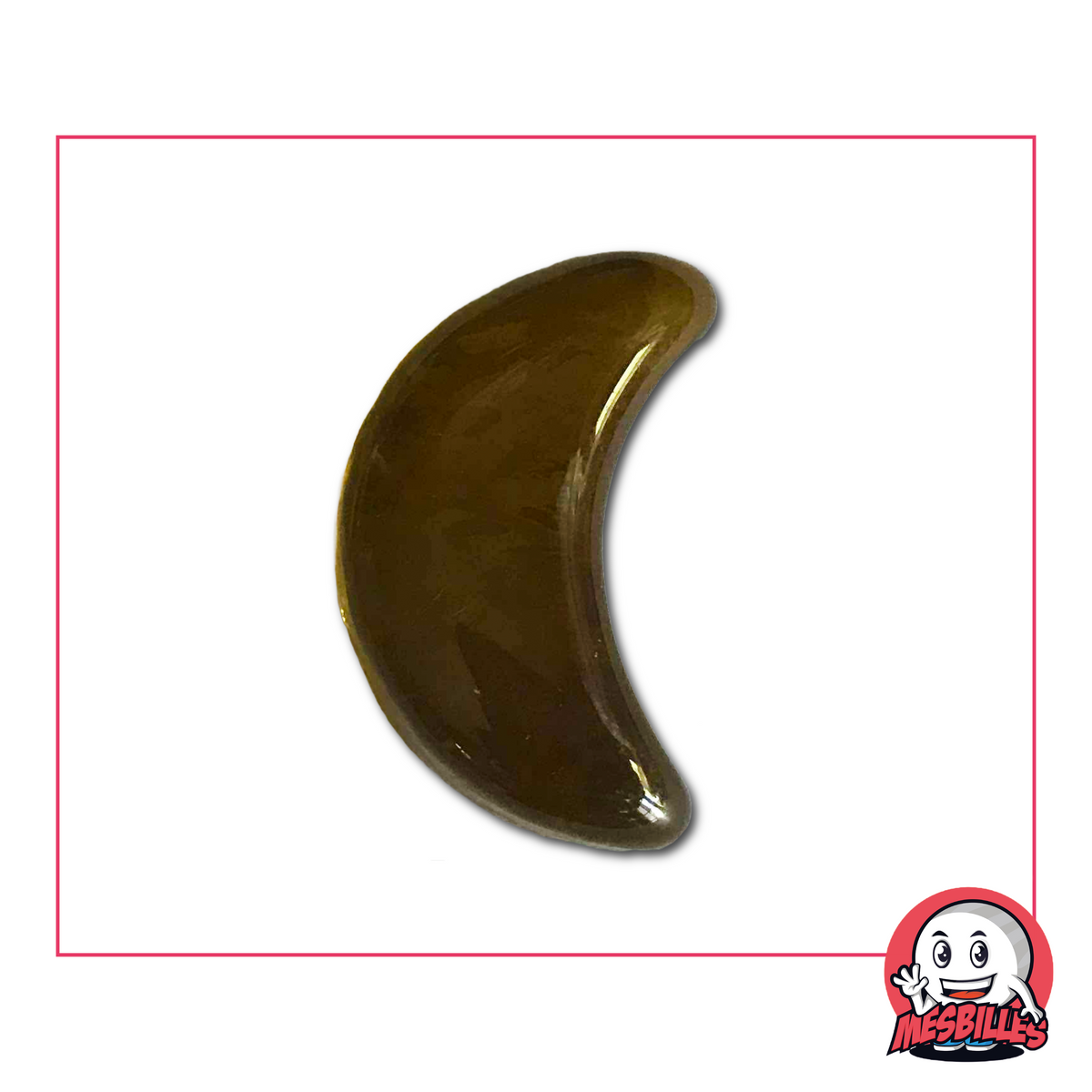 Photo of the Flat Marble Amber Moon Night - crescent moon shape, amber colour, smooth and shiny surface, night lighting.