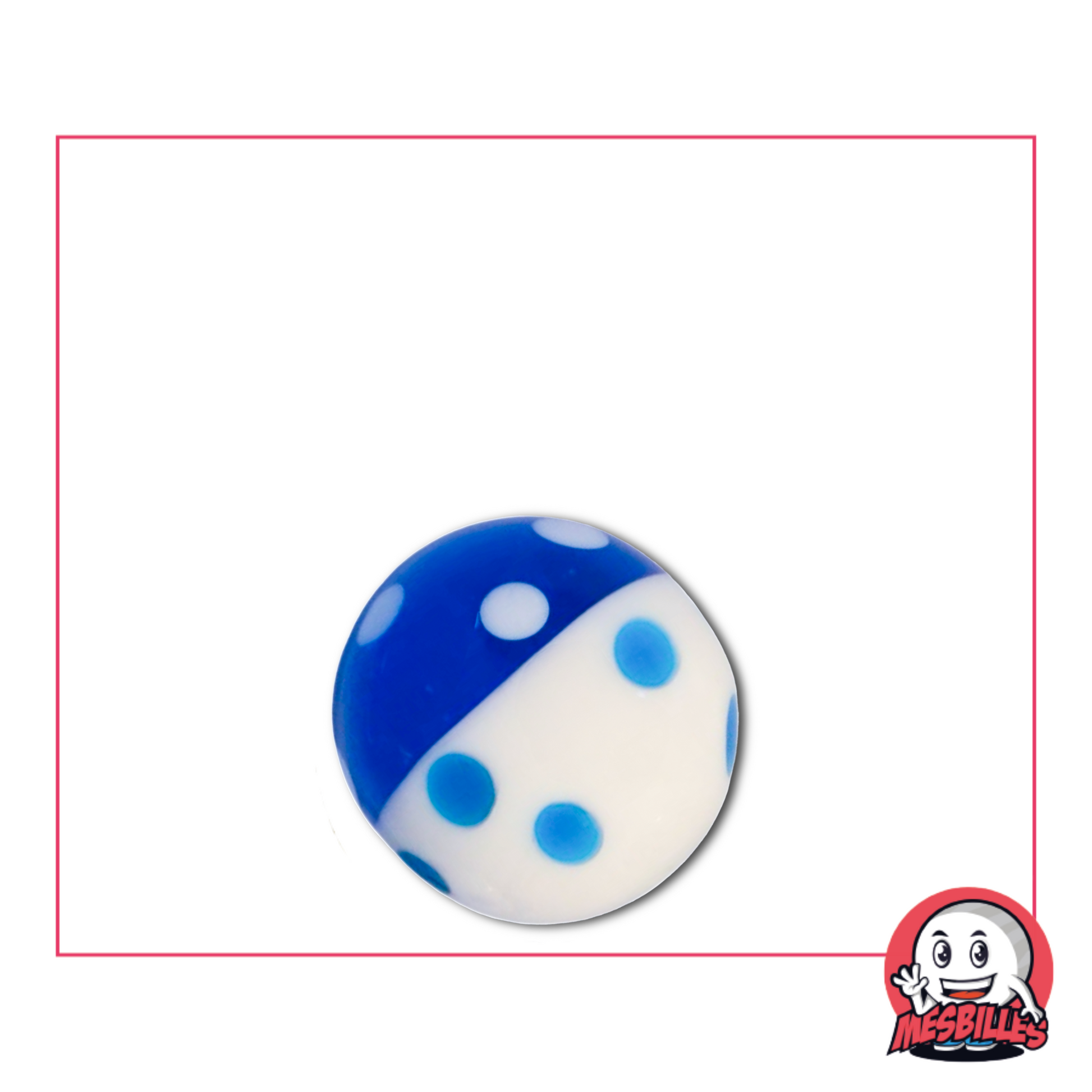 16 mm blue and white Marble, sailor design with polka dots