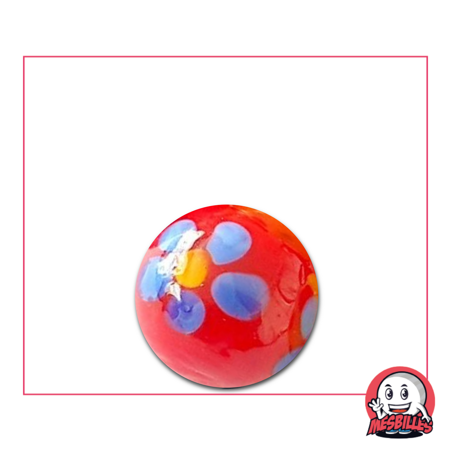 The 16 mm Marble Pâquerette Red is an art marble, handcrafted.