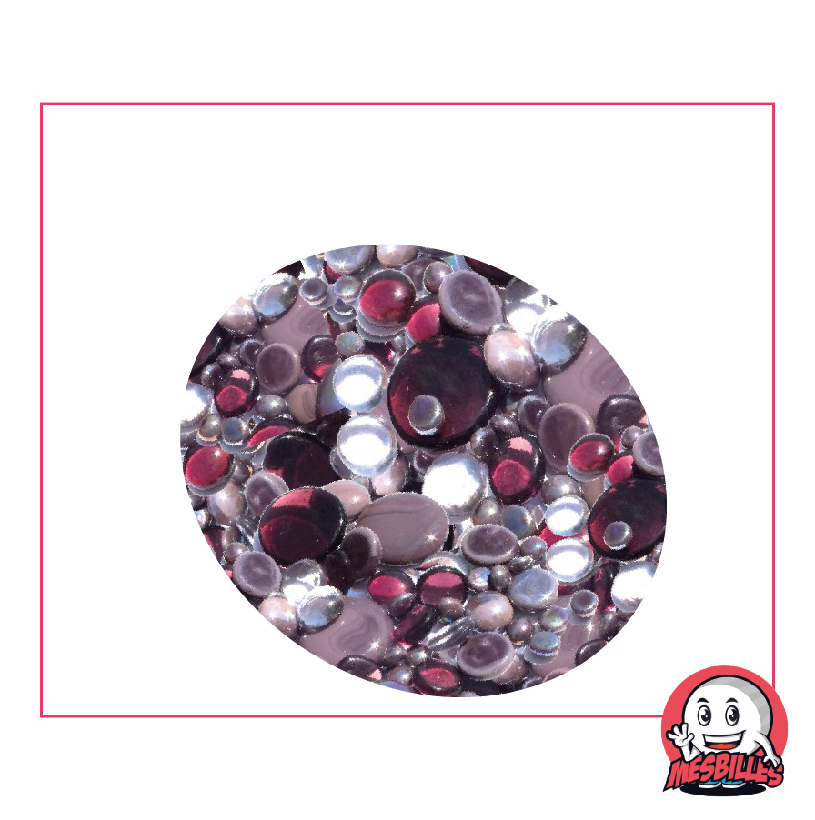 Shiny transparent and opaque purple Flat Marbles 30mm, 18mm, 12mm