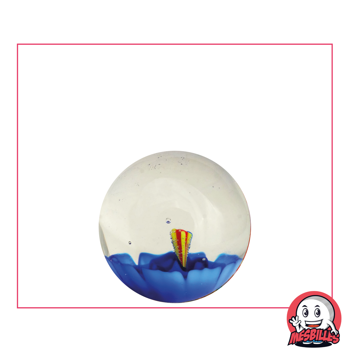 Marble Art Flower 3D, translucent glass marble and big blue flower in the middle - My-Glassmarbles