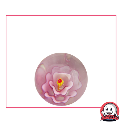 Pink Flower Marble Art, translucent crystal marble with a pink flower inlaid in the middle.
