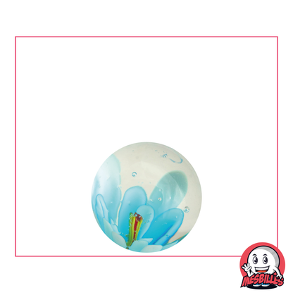 Marble Art Fleur 3D Turquoise 16 mm, transparent marble with central flower inlay