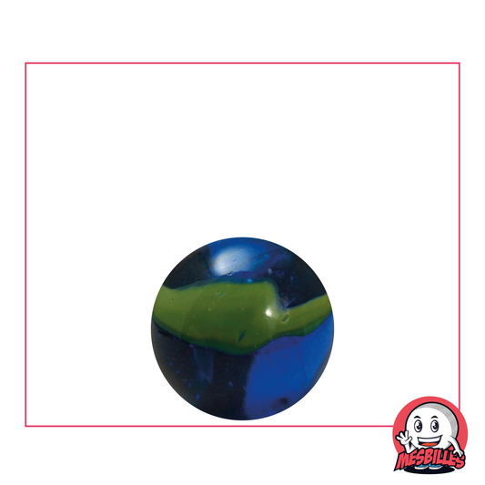 1 Marble Abysse 16 mm in intense blue translucent glass decorated with green arabesques