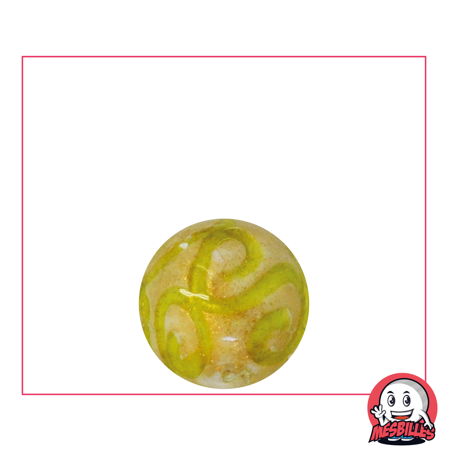 16 mm Marble, white with yellow arabesques and gold flakes - symbol of love and friendship