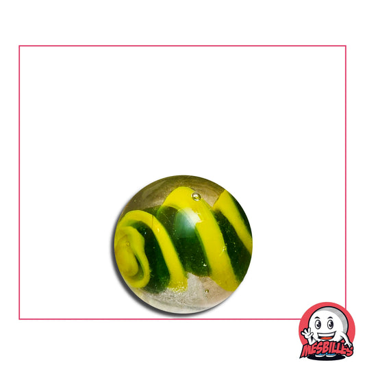 La Bille Art Bonbon Jaune Vert 16 mm est une véritable confiserie en verre de Bohême.