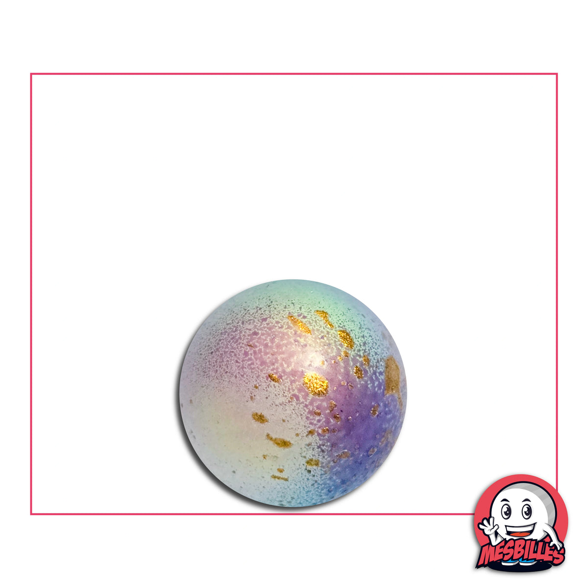 Bille Art en Ciel 16 mm pastel bleu violet avec reflets nacrés et éclats dorés