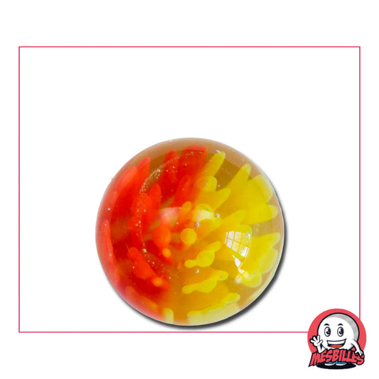 Bille d'Art Pissenlit Orange Jaune, bille de 25 mm, faites éclore votre collection de Billes avec la grande Bille d'Art Pissenlit Orange Jaune de 2,5 cm