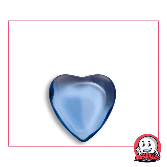 Bille Coeur Bleu-Clair Extra-Plate en verre bleu clair translucide, vue de dessus, 20 mm de large