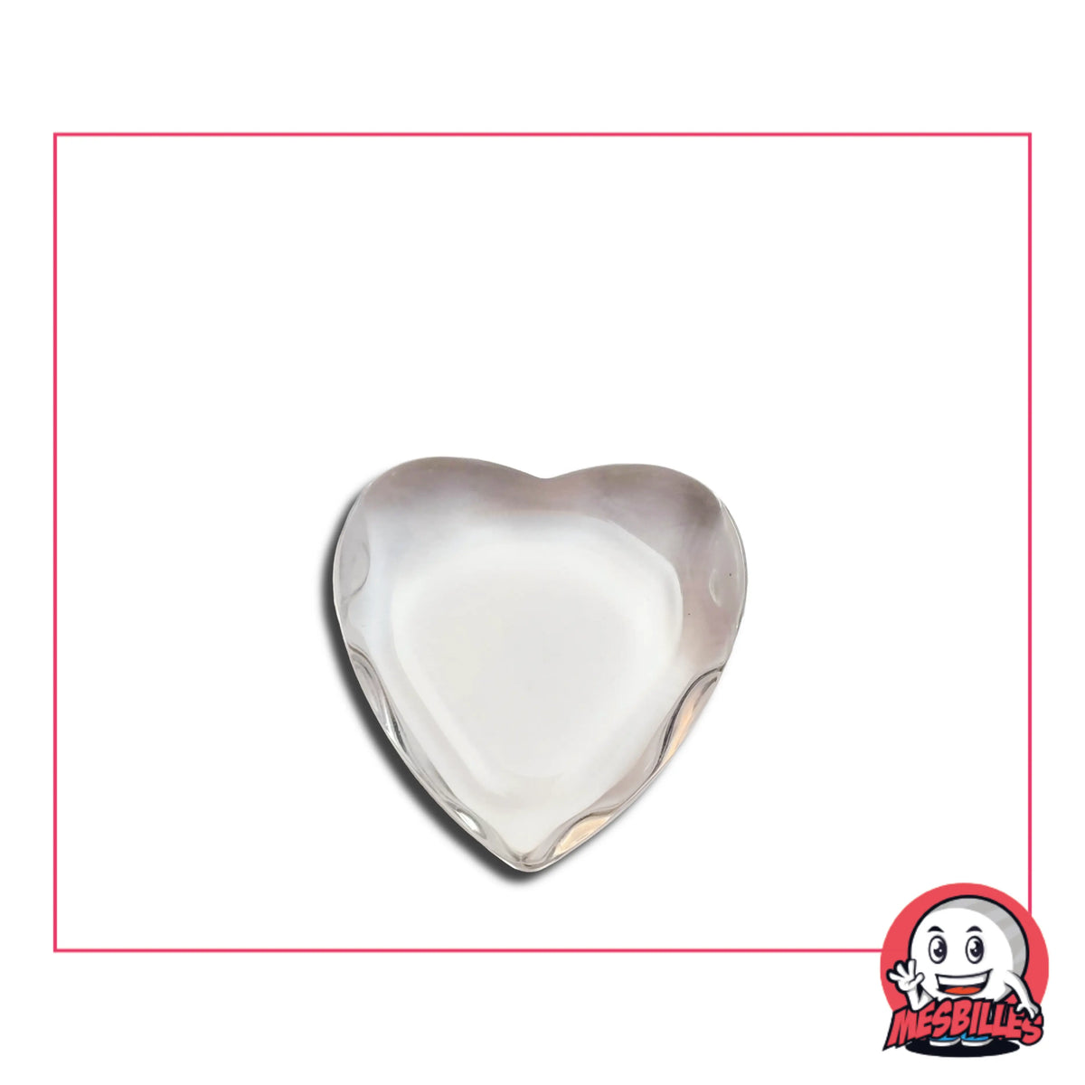 Bille Extra-Plate Cœur en Verre Translucide Cristal - MesBilles