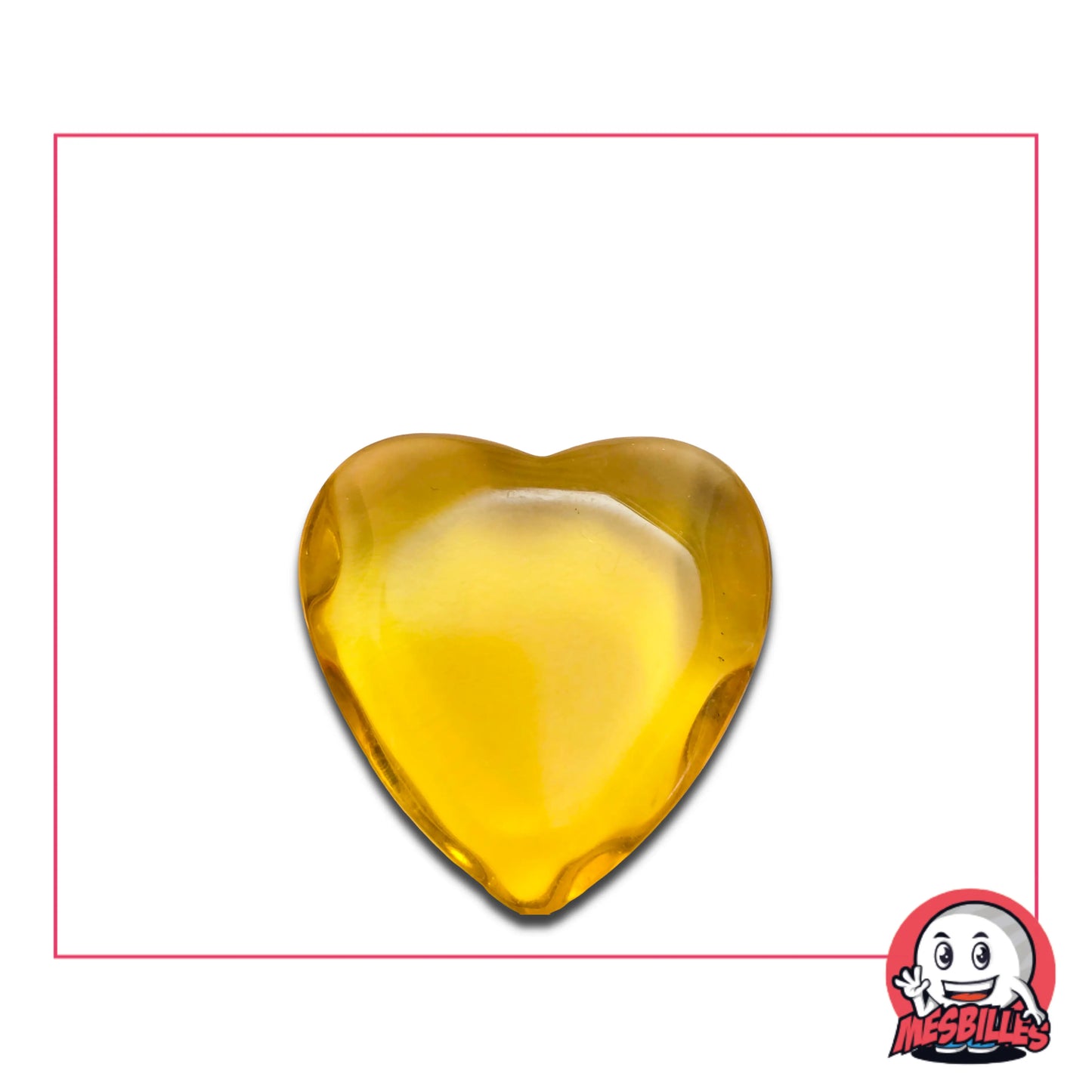 Bille Extra-Plate Cœur en Verre Translucide Jaune - MesBilles