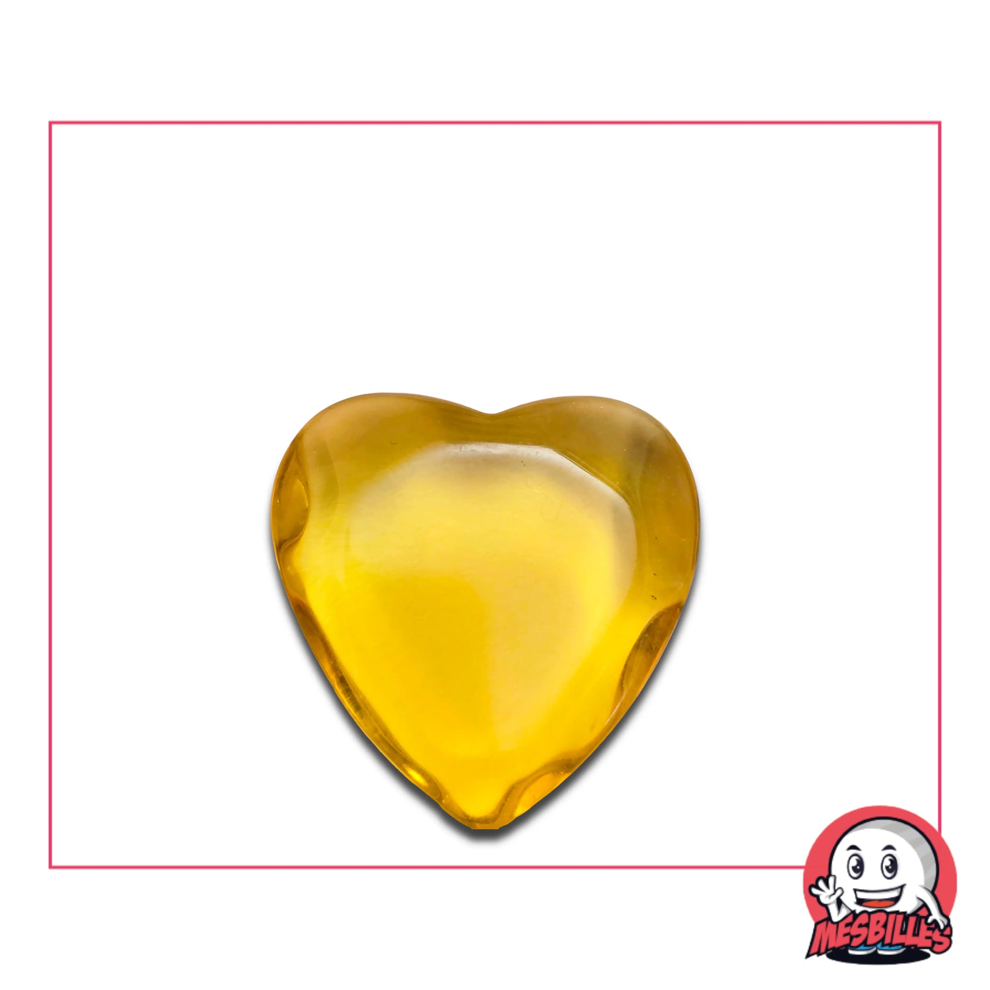 Bille Extra-Plate Cœur en Verre Translucide Jaune - MesBilles