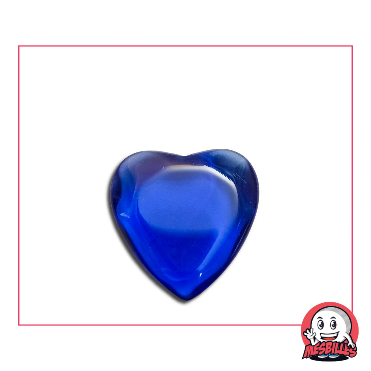Bille Extra-Plate Cœur en Verre Translucide Bleu-Foncé - MesBilles