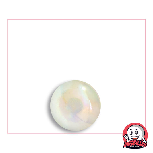 Bille Irisé Cristal en verre clair à reflets nacrés irisés, vue de dessus, 14 mm de diamètre