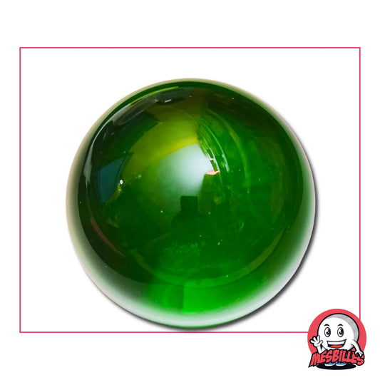 Bille Loupe Verre de Bohême Vert 50 mm – grande bille décorative translucide verte en verre d’art, sphère de collection MesBilles