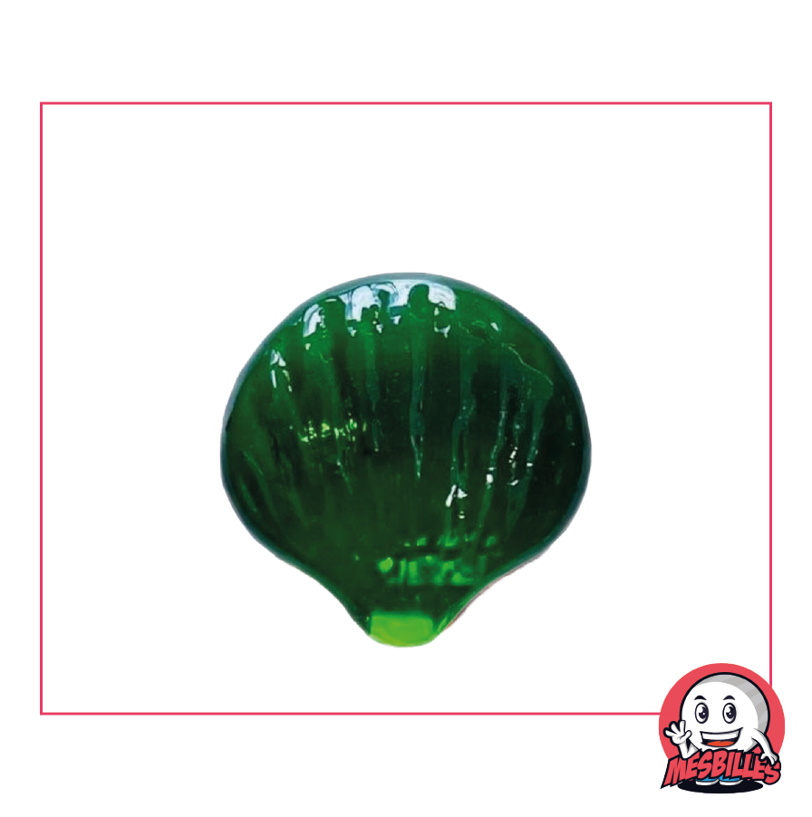 Shell Bead Green translucent glass Flat, size 35 mm - My-Glassmarbles