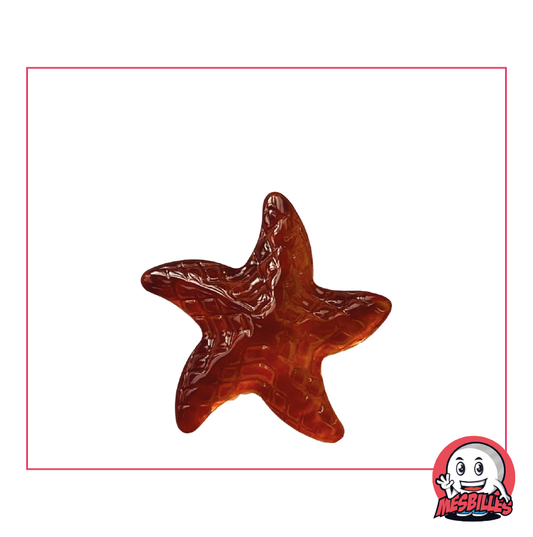 Marble Starfish extra-flat in translucent amber glass, size 25 mm - My-Glassmarbles