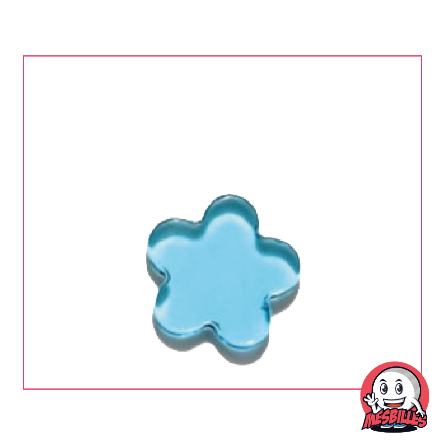 Flower Extra-Flat Marble in Translucent Glass - Blue