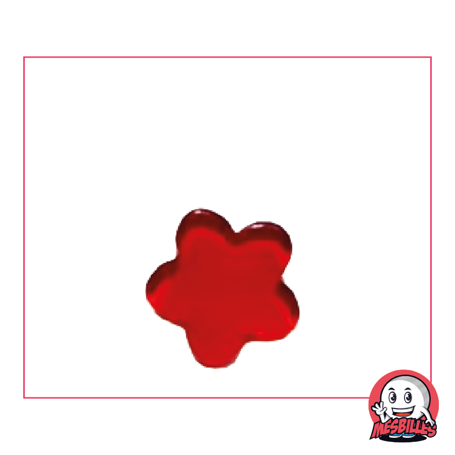 Extra-Flat Marble Flower in Translucent Glass Red - My-Glassmarbles