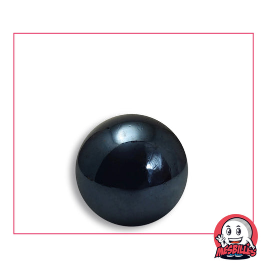 Bille Noir Glossy en verre opaque noir très brillant, vue de dessus, 22 mm de diamètre