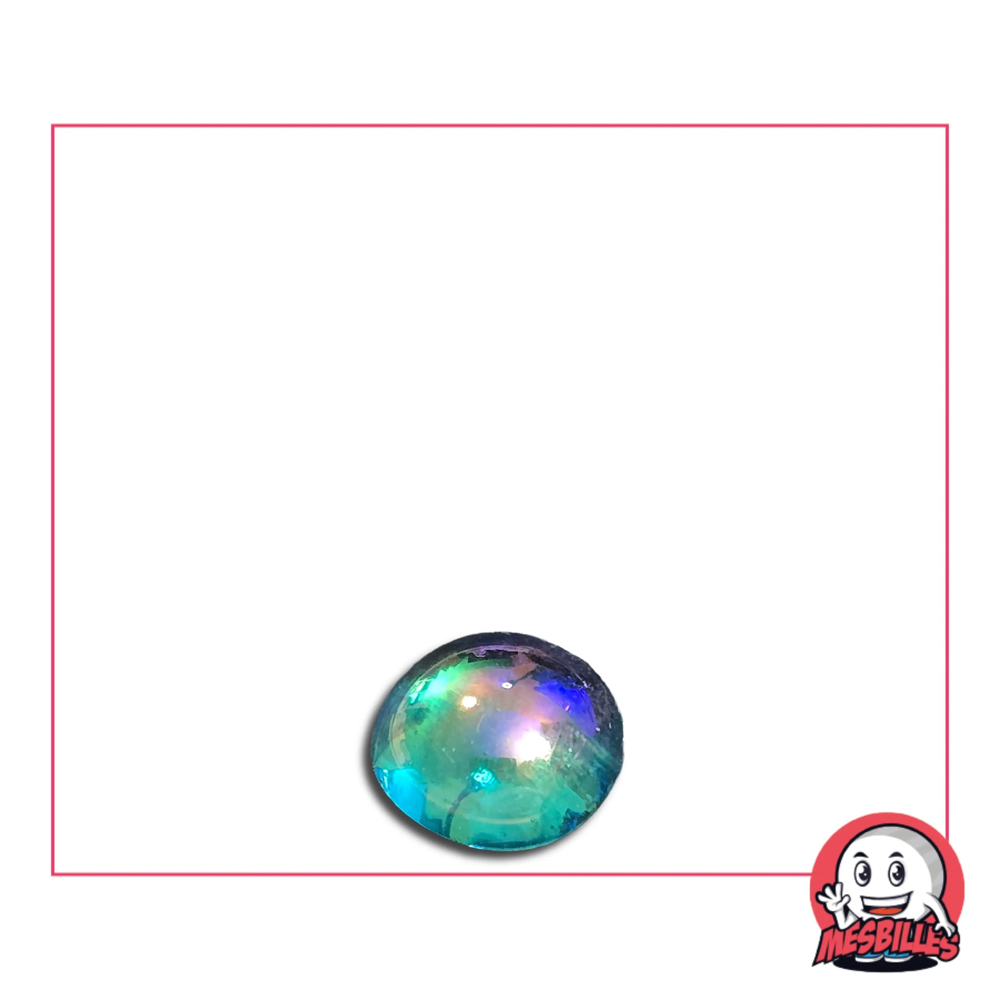 Petit Galet en verre Translucide et Brillant de Couleur Bleu-Canard, Collection Bille Irisée.