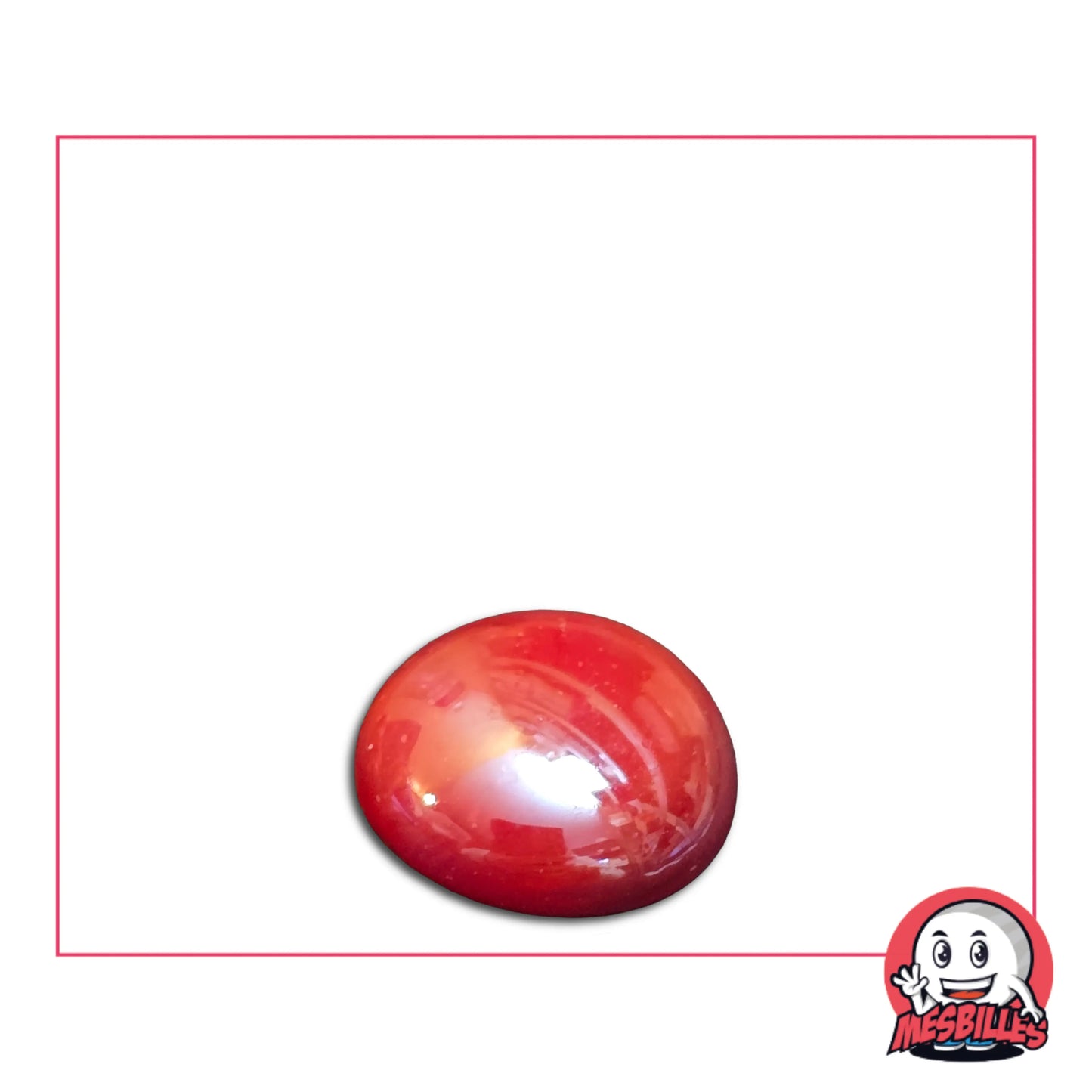 Dans la Grande Famille des Billes Glossys, il y a Bille Plate en verre Opaque et Brillant de Couleur Rouge.